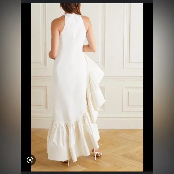 Rosie Assoulin Whoopsy Daisy Wedding Dress Ruffle Skirt Silk Faille - Picture 2 of 12